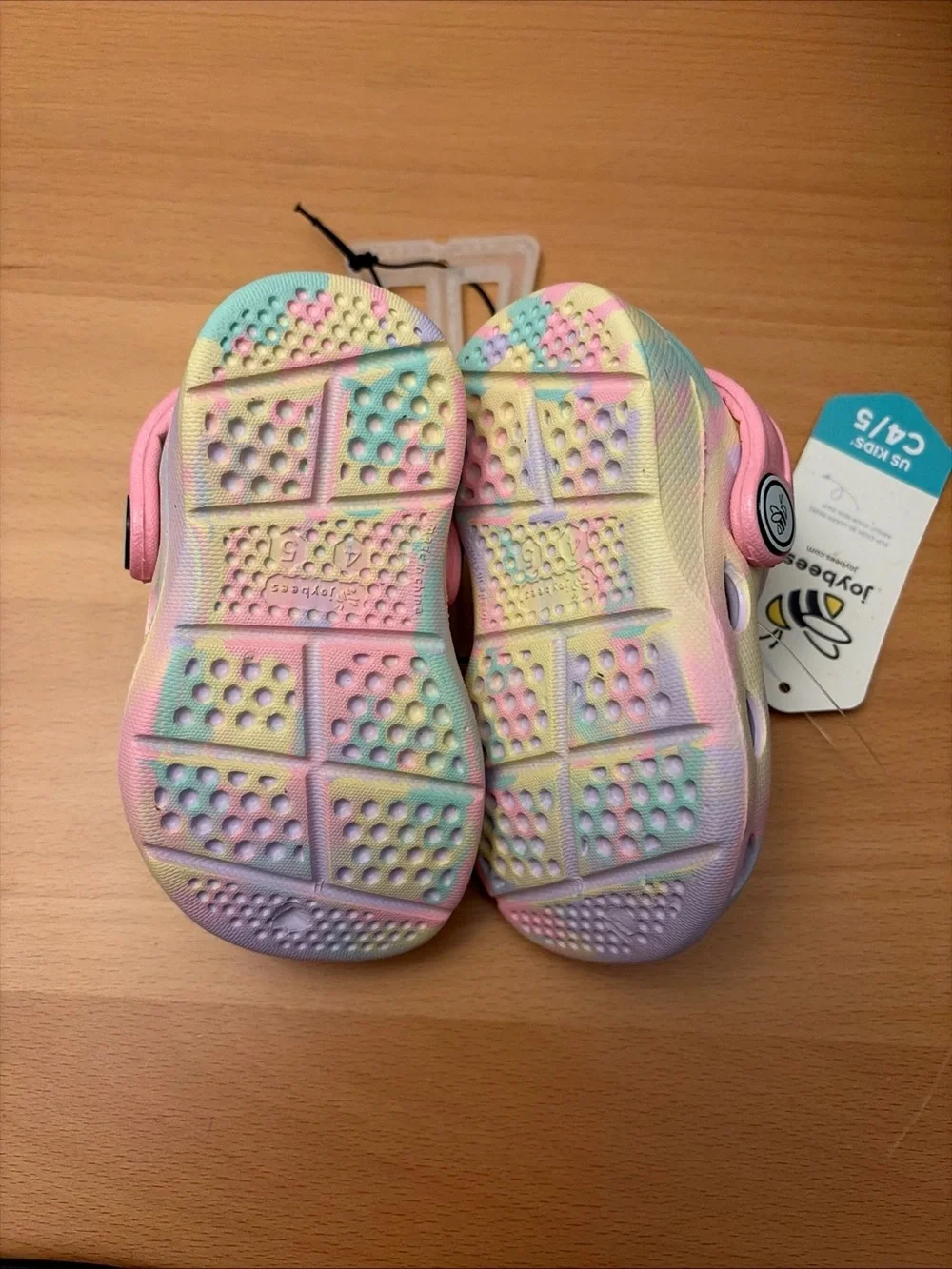 Joybees Kids' Pastel Tie-Dye Foam Clogs - Pink/Yellow/Blue